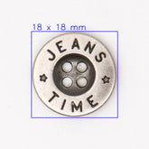 Moderne Plastic Jeansknoop JEANS TIME 18x18 mm met Zilveren Look Knopen KNP00148